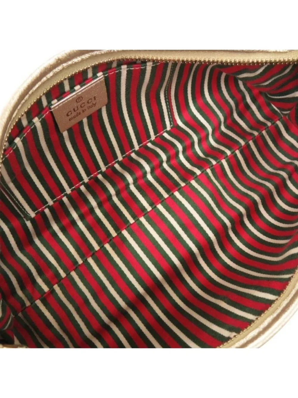 Gucci Abbey GG Canvas Leather Beige Gold Shoulder Bag
